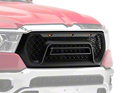 RedRock Rebel Style Upper Replacement Grille with LED DRL; Matte Black (19-23 RAM 1500 Big Horn, Laramie, Lone Star, Tradesman)
