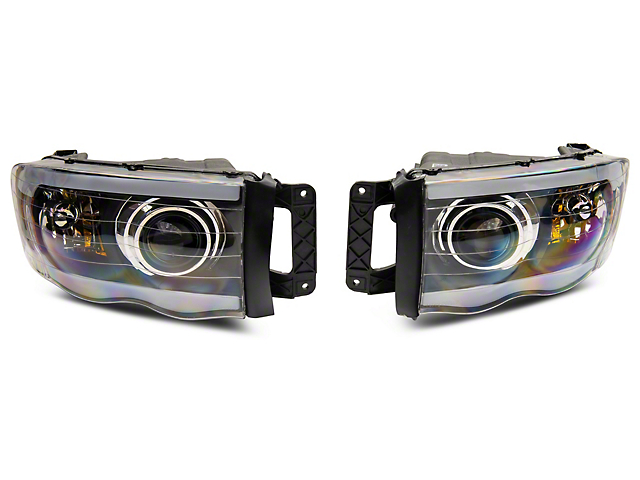 Raxiom Axial Series LED Projector Headlights with Sequential LED Bar; Black Housing; Clear Lens (02-05 RAM 1500)