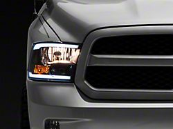 Axial Headlights with LED Bar; Black Housing; Clear Lens (09-18 RAM 1500 w/ Factory Halogen Non-Projector Headlights)