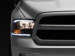 Axial Headlights with Sequential LED Bar; Black Housing; Clear Lens (09-18 RAM 1500 w/ Factory Halogen Non-Projector Headlights)
