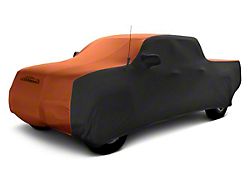Coverking Satin Stretch Indoor Car Cover; Black/Inferno Orange (19-22 RAM 1500 Quad Cab)