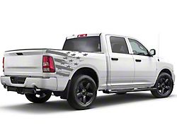 Distressed US Flag Bed Decal; Gray (04-23 F-150)