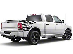 Distressed US Flag Bed Decal; Gloss Black (04-23 F-150)