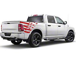 Distressed US Flag Bed Decal; Red (07-22 Silverado 1500)