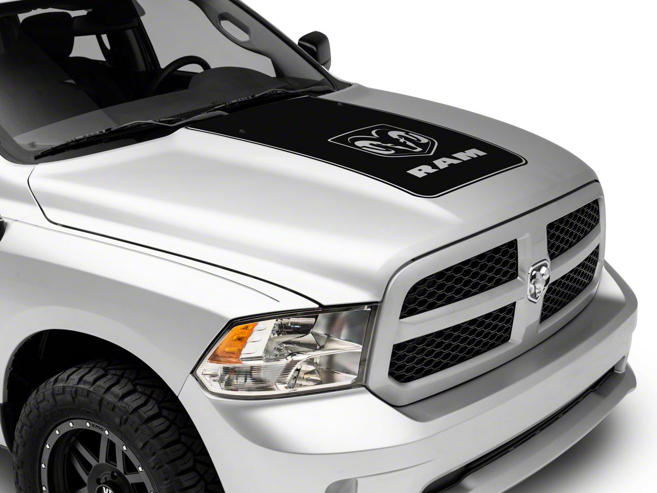 Ram Officially Licensed Ram 1500 Hood Decal With Logo; Gloss Black 