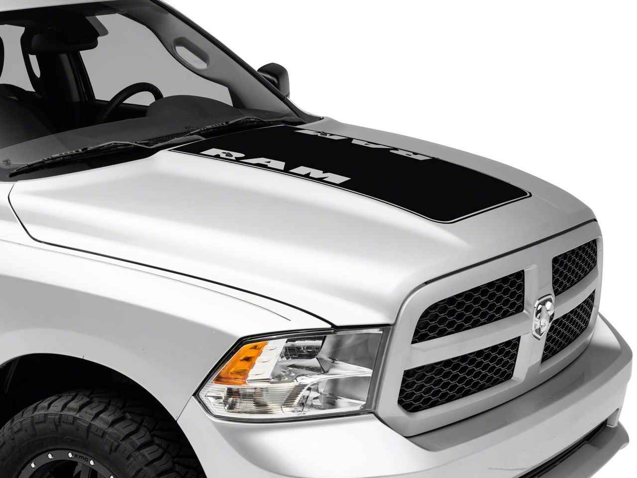 RAM Officially Licensed RAM 1500 Hood Decal with RAM Logo; Gloss Black