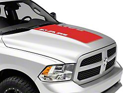 RAM Officially Licensed Hood Decal with RAM Logo; Red (09-18 RAM 1500, Excluding Rebel)