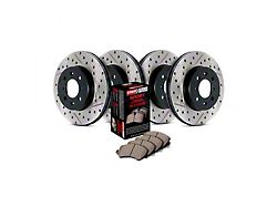 StopTech Sport Axle Slotted and Drilled 5-Lug Brake Rotor and Pad Kit; Front and Rear (06-18 RAM 1500, Excluding SRT-10 & Mega Cab)