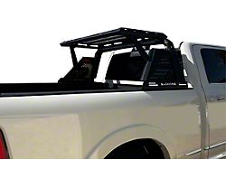 Armour II Roll Bar with 5.30-Inch Red Round Flood LED Lights and Basket; Black (07-23 Tundra)