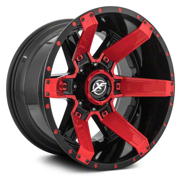 XF Offroad RAM 1500 XF-214 Gloss Black with Red Inserts 5-Lug Wheel ...