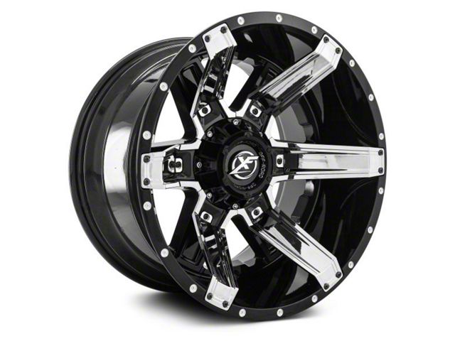 XF Offroad XF-214 Gloss Black with Chrome Inserts 5-Lug Wheel; 20x10; -24mm Offset (14-21 Tundra)