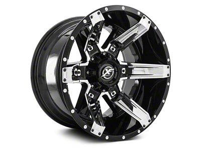 XF Offroad XF-214 Gloss Black with Chrome Inserts 5-Lug Wheel; 20x9; 0mm Offset (07-13 Tundra)