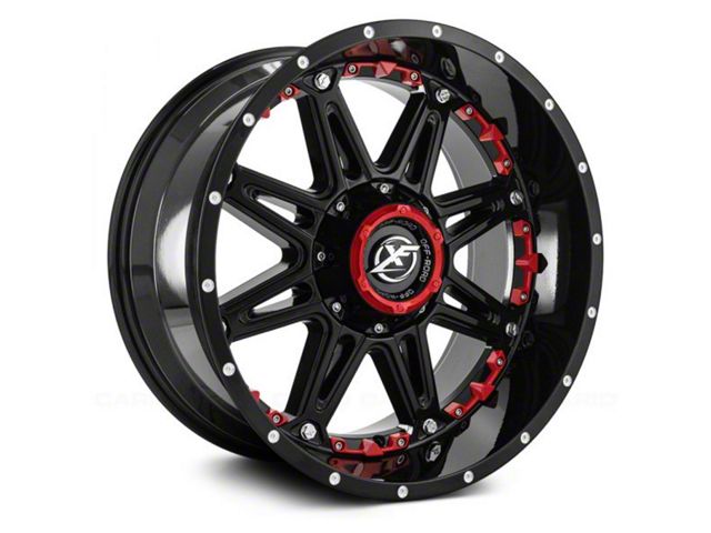 XF Offroad XF-217 Gloss Black with Red Inserts 5-Lug Wheel; 20x10; -24mm Offset (07-13 Tundra)