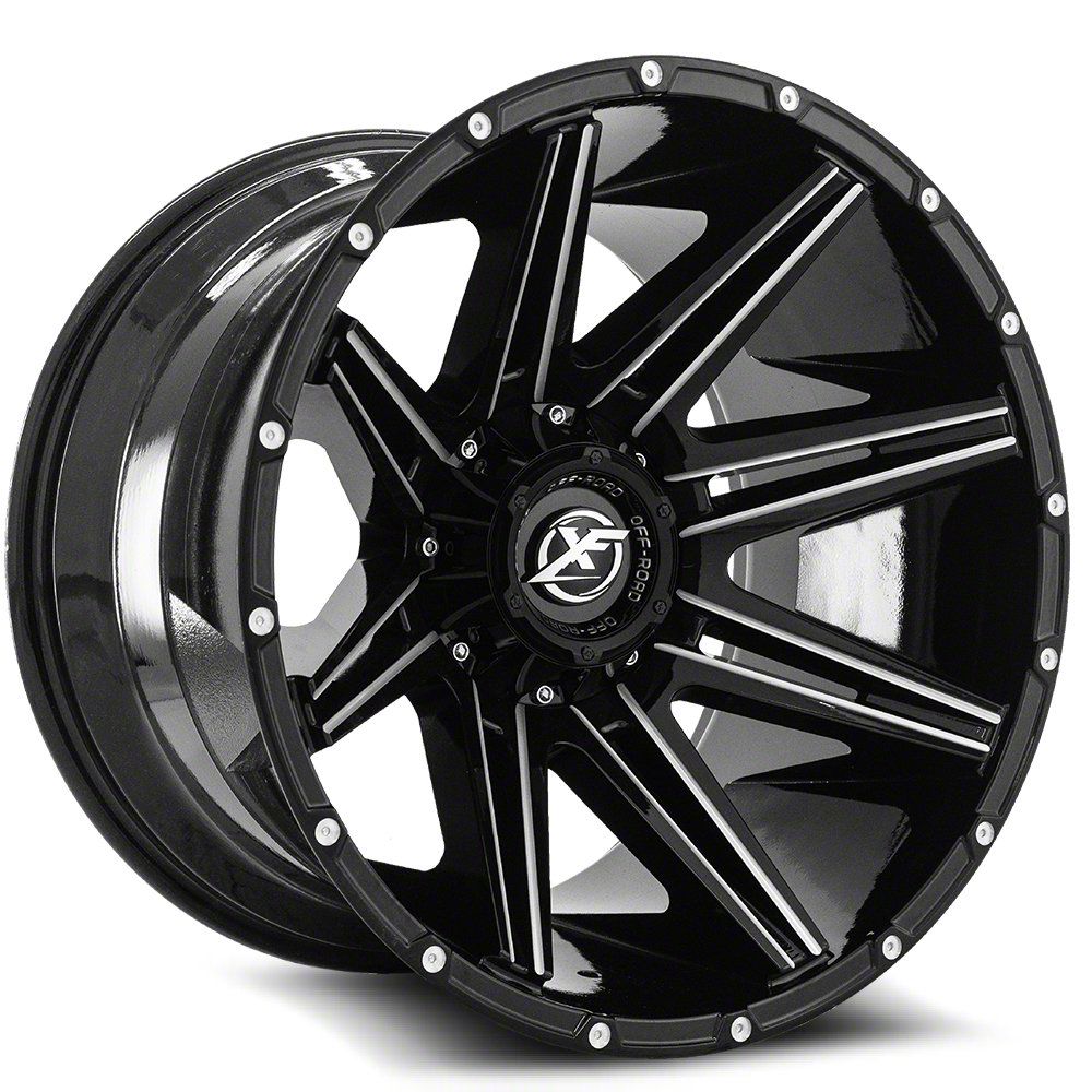 XF Offroad XF-220 Gloss Black Milled 5-Lug Wheel; 20x10; -12mm Offset (14-21 Tundra)