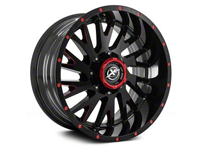 XF Offroad XF-221 Gloss Black Red Milled 5-Lug Wheel; 20x12; -44mm Offset (14-21 Tundra)