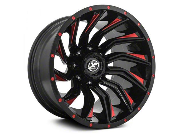 XF Offroad XF-224 Gloss Black Red Milled 5-Lug Wheel; 20x9; 0mm Offset (14-21 Tundra)