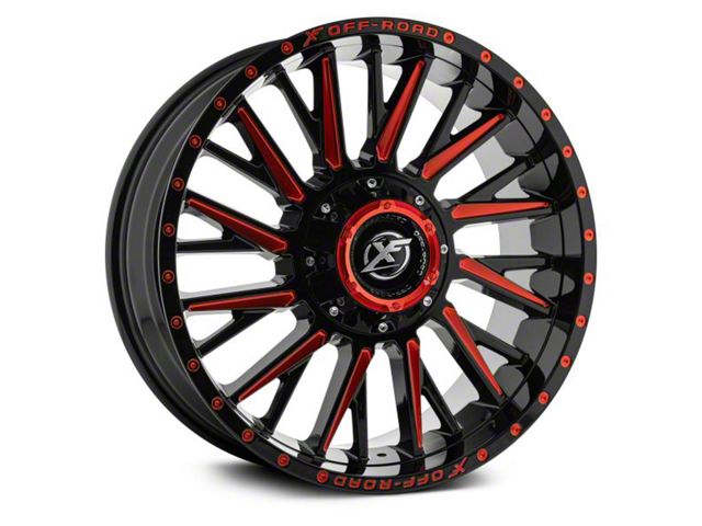 XF Offroad XF-226 Gloss Black Red Milled 5-Lug Wheel; 20x9; 0mm Offset (14-21 Tundra)