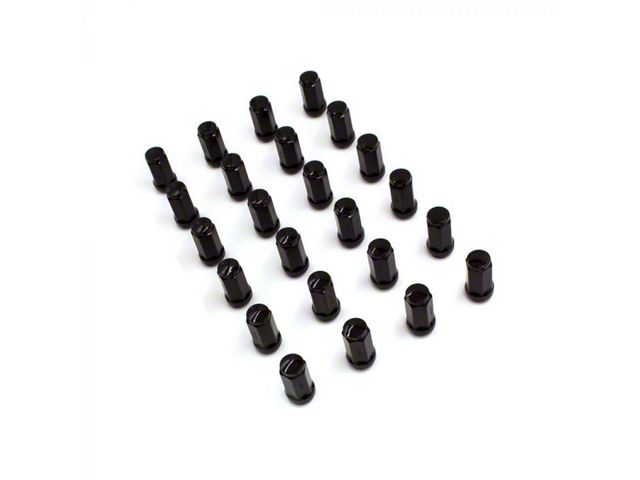Black Bulge Acorn Lug Nut Kit; 14mm x 1.5; Set of 24 (22-24 Tundra)