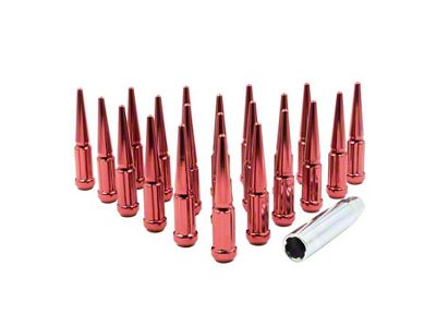 Red Spike Lug Nut Kit; 14mm x 1.5; Set of 24 (22-24 Tundra)