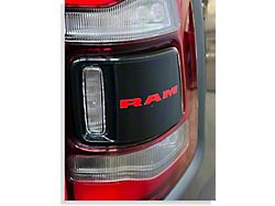 RAM Tail Light Lettering Decals; Gloss Black (19-22 RAM 1500 Big Horn w/ Premium Light Group Package, Laramie, Limited, Limited Longhorn, Rebel)