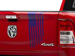 SEC10 Vertical Tailgate Distressed Flag Decal; Blue (02-23 RAM 1500)