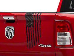 SEC10 Vertical Tailgate Distressed Flag Decal; Matte Black (02-23 RAM 1500)