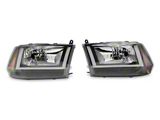 U-Shaped LED DRL Sequential Headlights with Amber Corners; Black Housing; Clear Lens (09-18 RAM 1500 w/ Factory Halogen Dual or Quad Headlights)