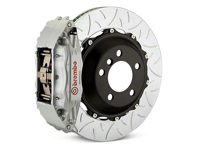 Brembo GT Series 4-Piston Rear Big Brake Kit with Type 3 Slotted Rotors; Silver Calipers (07-13 Silverado 1500)