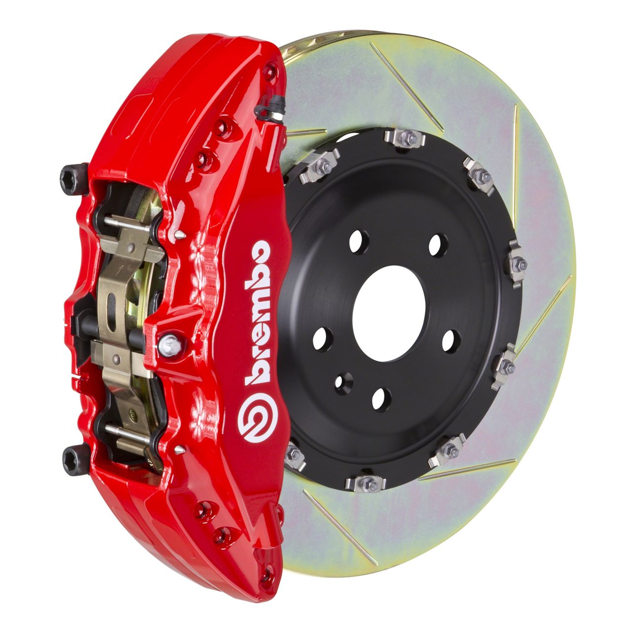 Brembo Silverado GT Series 6Piston Front Brake Kit 2Piece Slotted Rotors Red 1J2.9016A2K