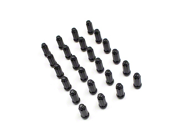 Black 6-Spline Lug Nut Kit; 14mm x 1.5; Set of 24 (99-22 Silverado 1500)