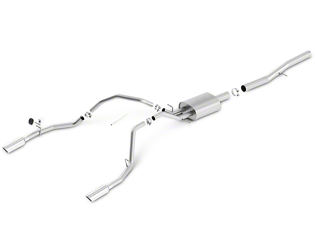 Borla Touring Dual Exhaust System with Polished Tips; Rear Exit (14-18 6.2L Silverado 1500)