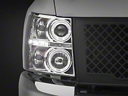 LED Halo Projector Headlights; Chrome Housing; Clear Lens (07-13 Silverado 1500)