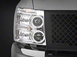 LED Halo Projector Headlights; Chrome Housing; Clear Lens (07-13 Silverado 1500)