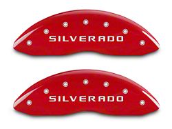 MGP Red Caliper Covers with Silverado Logo; Front and Rear (14-18 Silverado 1500)