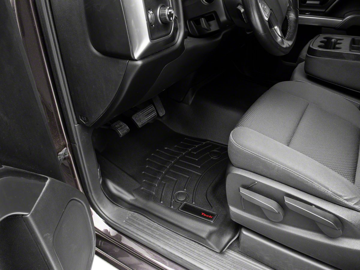 Weathertech Digitalfit Front Over The Hump Rear Floor Liners W Underseat Coverage Black 14 18 Silverado 1500 Crew Cab