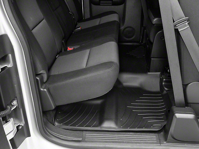 Weathertech DigitalFit Front and Rear Floor Liners; Black (07-13 Silverado 1500 Extended Cab, Crew Cab, Excluding Hybrid)