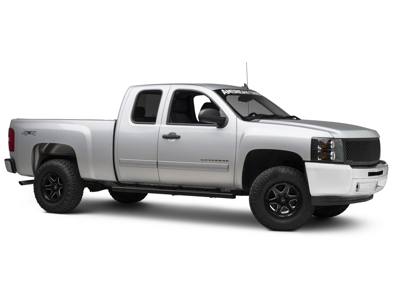 Barricade T4 Side Step Bars; Rocker Mount; Black (07-13 Silverado 1500 Extended  Cab