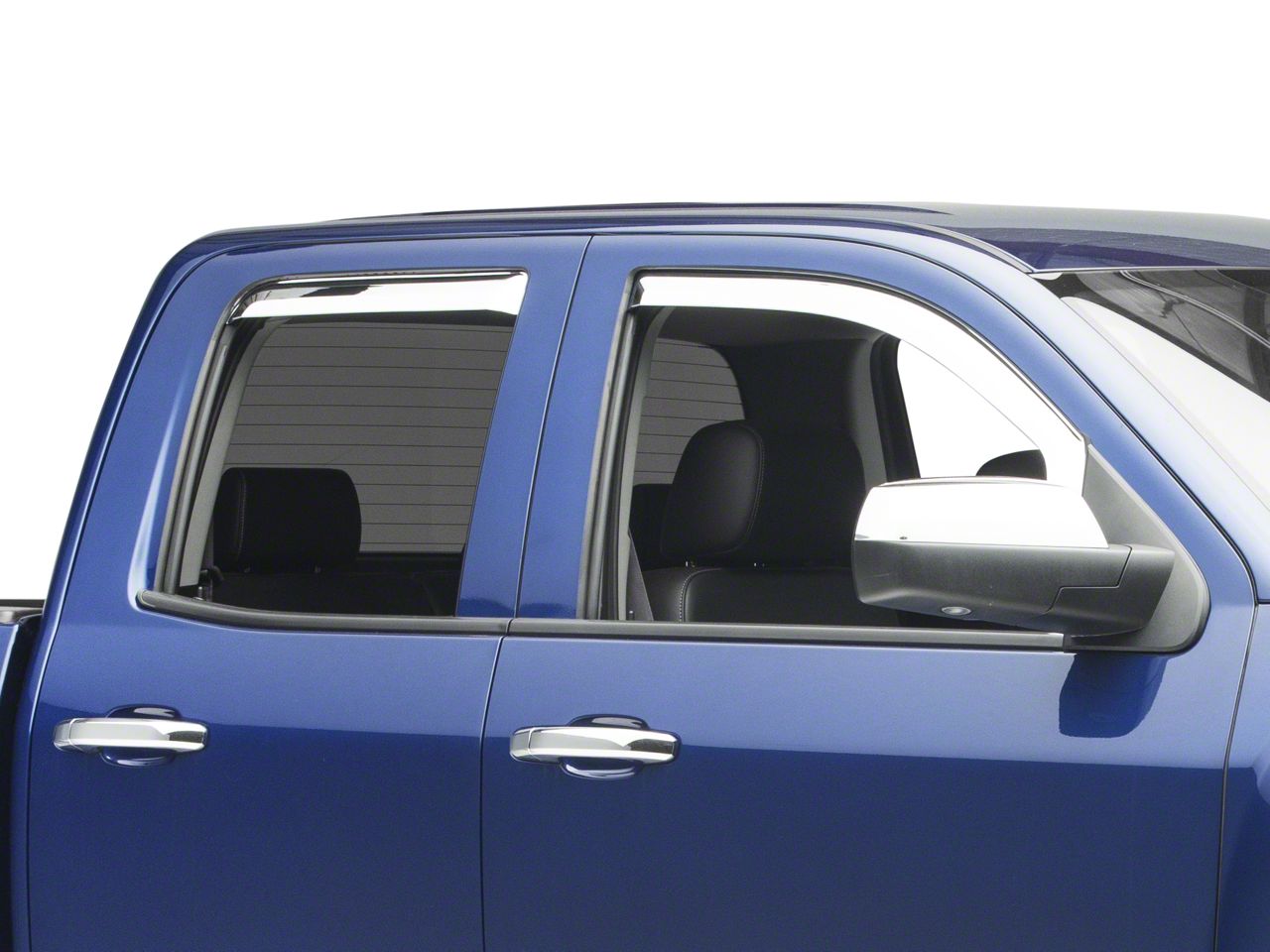 14-15 Chevy Silverado 1500 Crew Cab Chrome Hood Guard Bug Deflector+Window Visor
