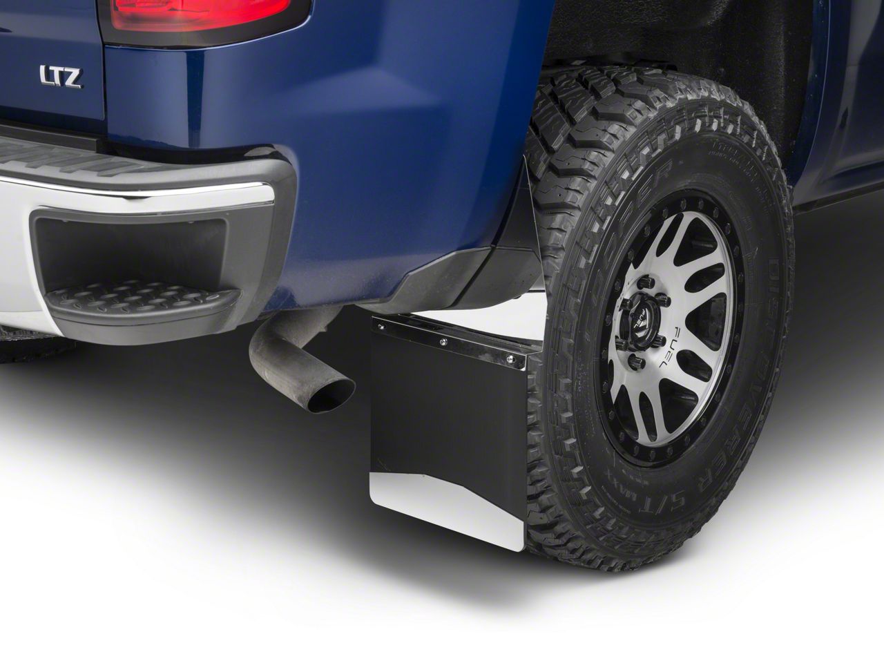 Husky Silverado 12 in. Wide KickBack Mud Flaps - Stainless Steel Top