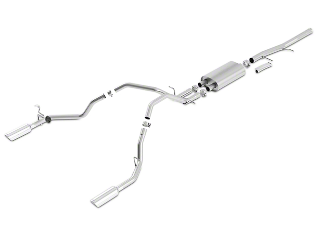Borla S-Type Dual Exhaust System with Polished Tips; Rear Exit (2009 6.0L Silverado 1500, Excluding Hybrid)