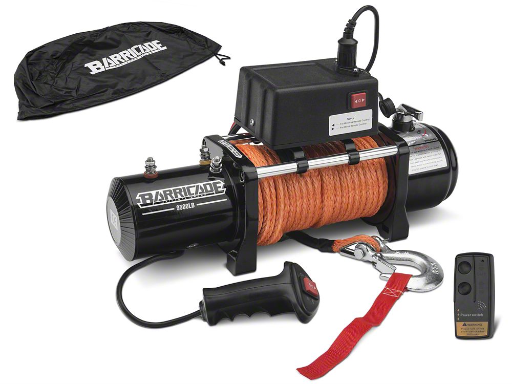 Barricade 9,500 lb. Winch with Synthetic Rope and Wireless Control  (Universal; Some Adaptation May Be Required)