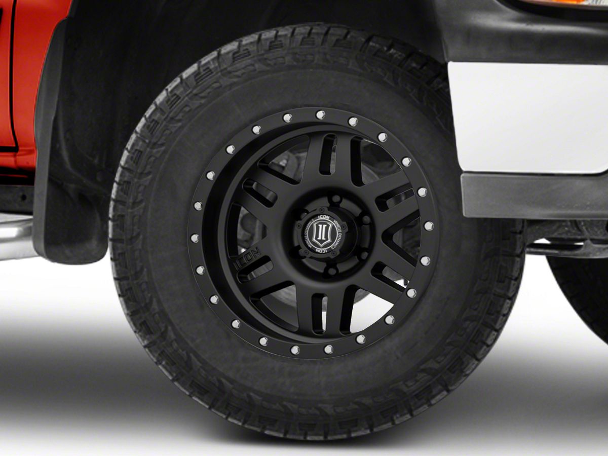Icon Vehicle Dynamics Silverado Six Speed Satin Black 6 Lug Wheel 17x8 5 0mm Offset 1417858347sb 99 06 Silverado 1500