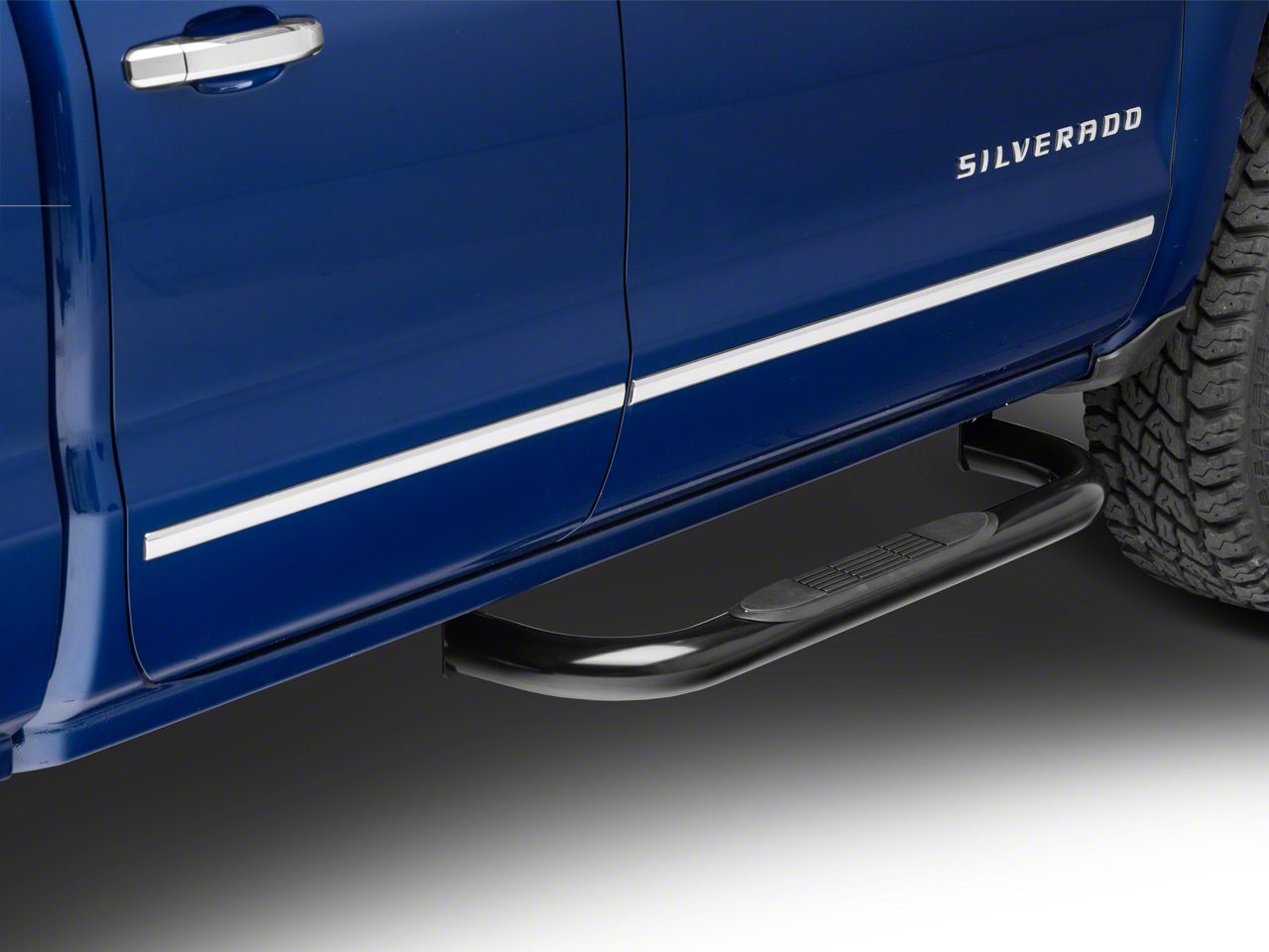 Silverado 1500 3Inch Blackout Series Side Step Bars; Body Mount (1418