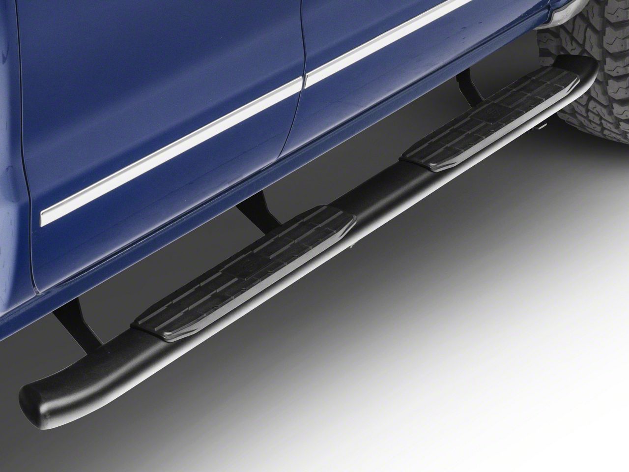 Silverado 1500 4-Inch Blackout Series Side Step Bars; Rocker Mount (14 ...