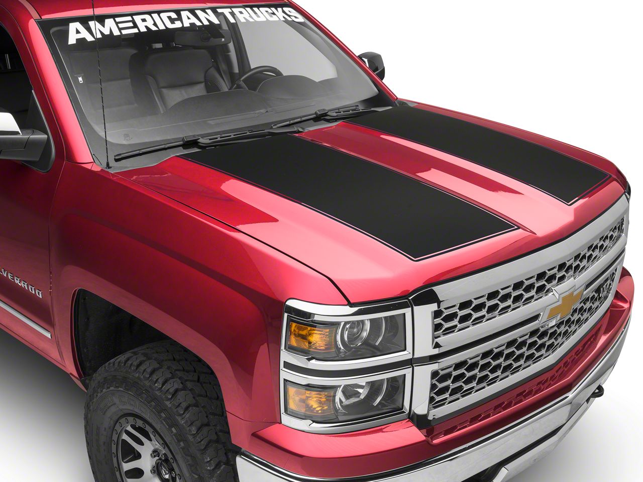 SEC10 Silverado 1500 Hood Decal; Matte Black S106758 (14-15 Silverado ...