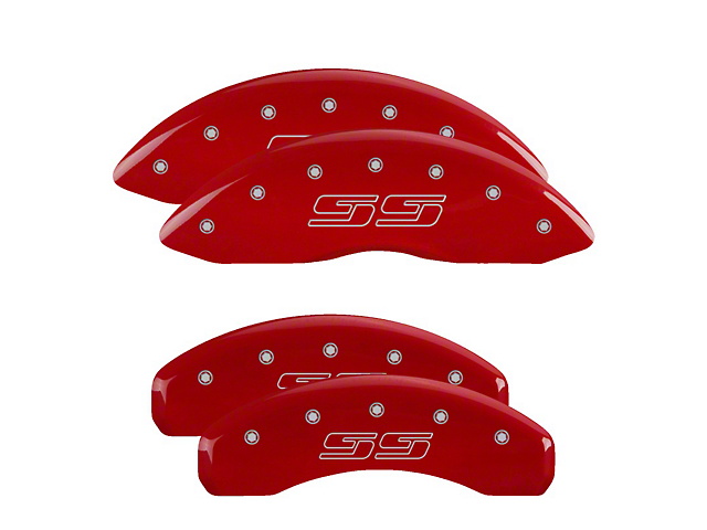 MGP Red Caliper Covers with Avalanche Style SS Logo; Front and Rear (07-14 Tahoe)