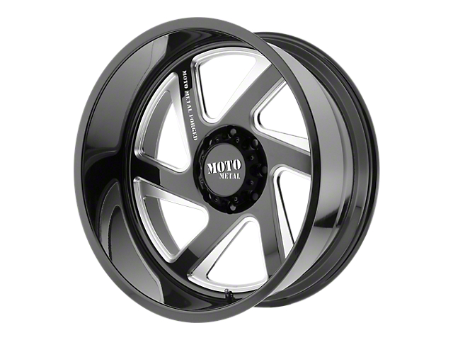Moto Metal MO400 Gloss Black Milled 6-Lug Wheel; Driver Side; 22x14; -76mm Offset (16-23 Titan XD)