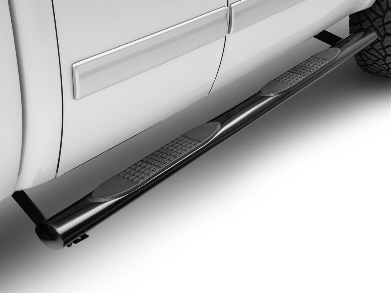 Barricade Silverado 1500 4-Inch Oval Straight End Running Boards; Black ...