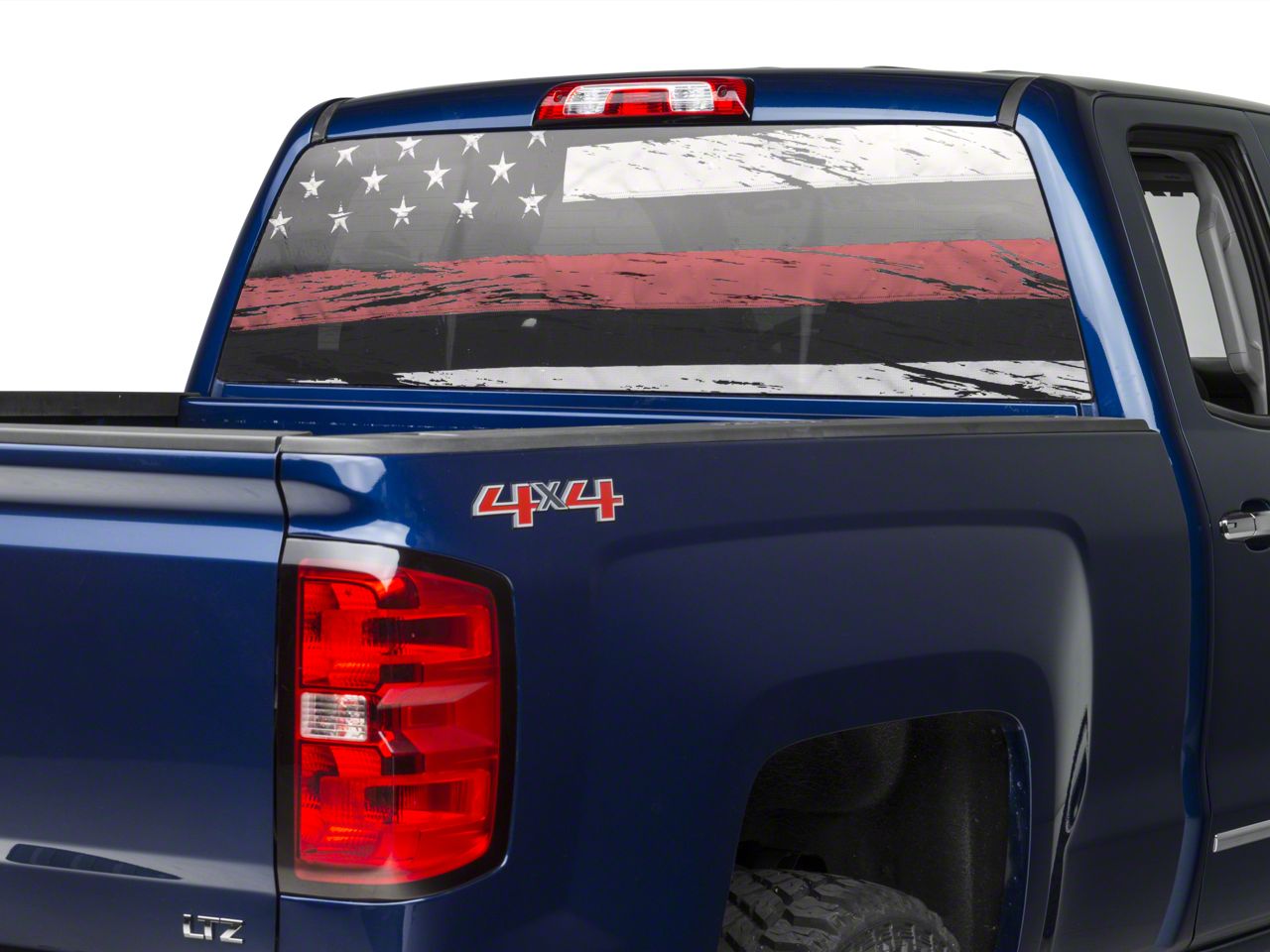 Sec10 Silverado 1500 Perforated Real Flag Rear Window Decal W Red