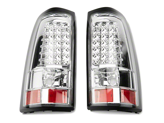 LED Tail Lights; Chrome Housing; Clear Lens (99-02 Sierra 1500 Fleetside)